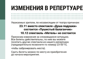 ИЗМЕНЕНИЯ В РЕПЕРТУАРЕ